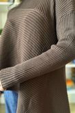 Bowie Asymmetric Turtle Neck Ribby Knit Chocolate